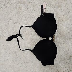 New Victoria's Secret Bombshell Bikini top 36 B Black pushup Swim Bra